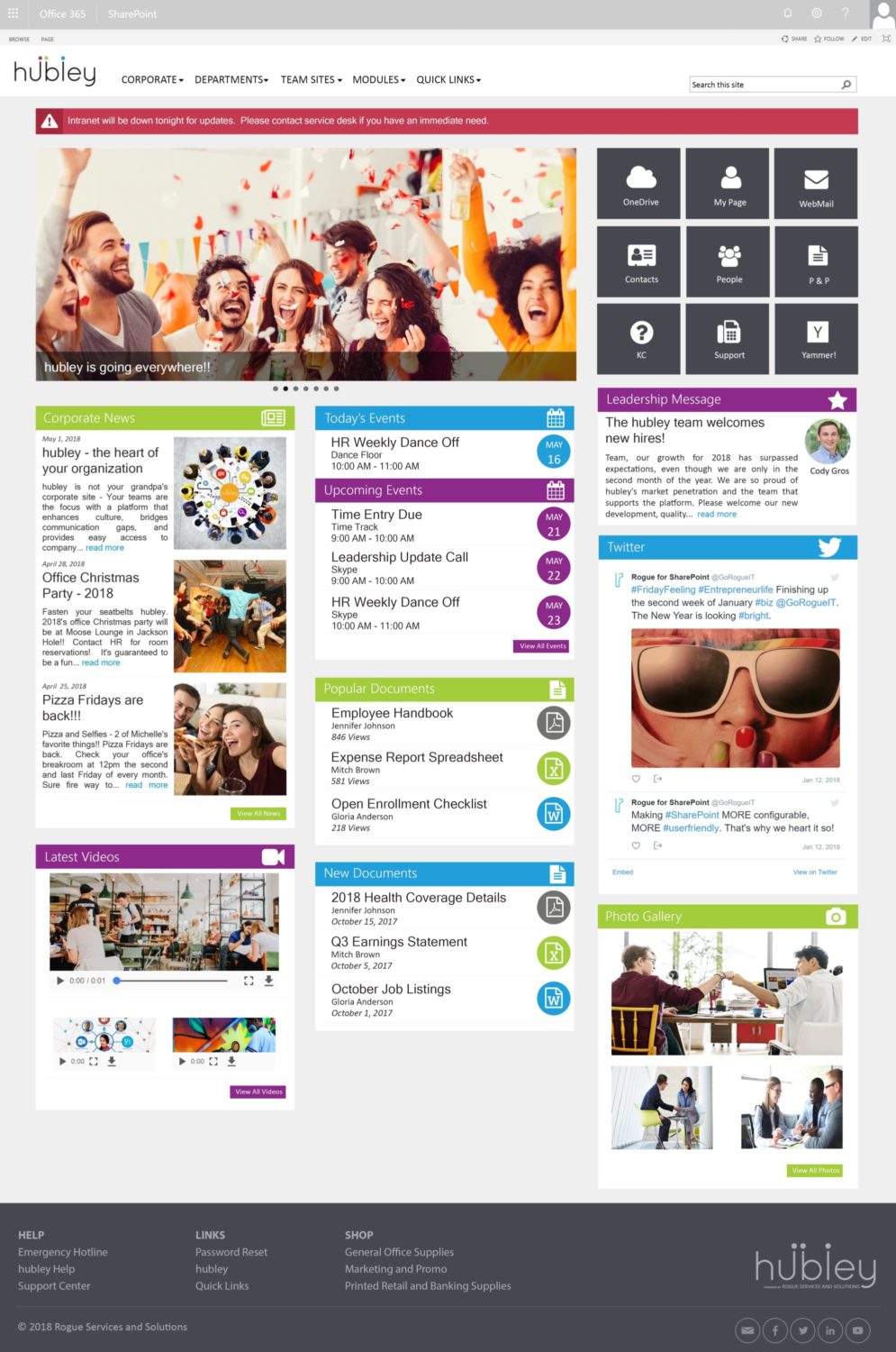 Hubley.HomePage.Desktop hubley SharePoint Intranet