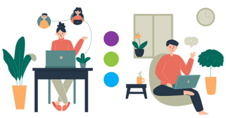 Engaged workers in home and office settings