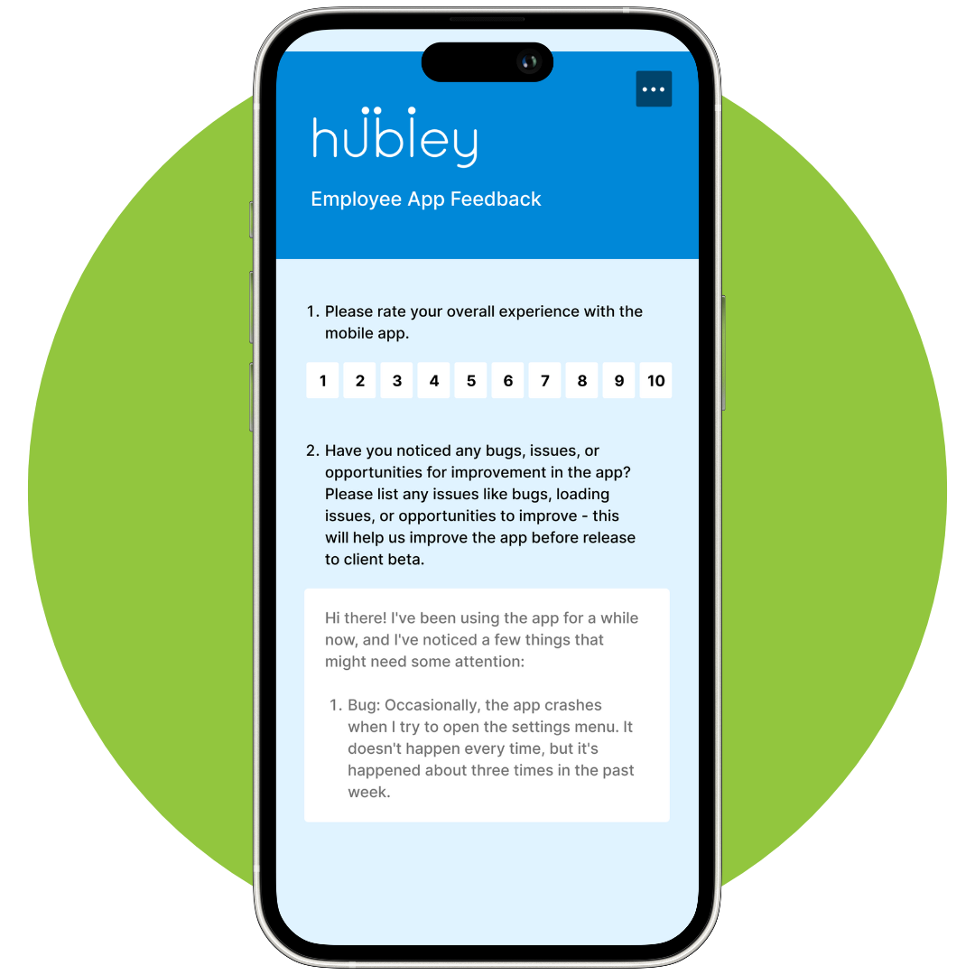 hubley employee app satisfaction survey