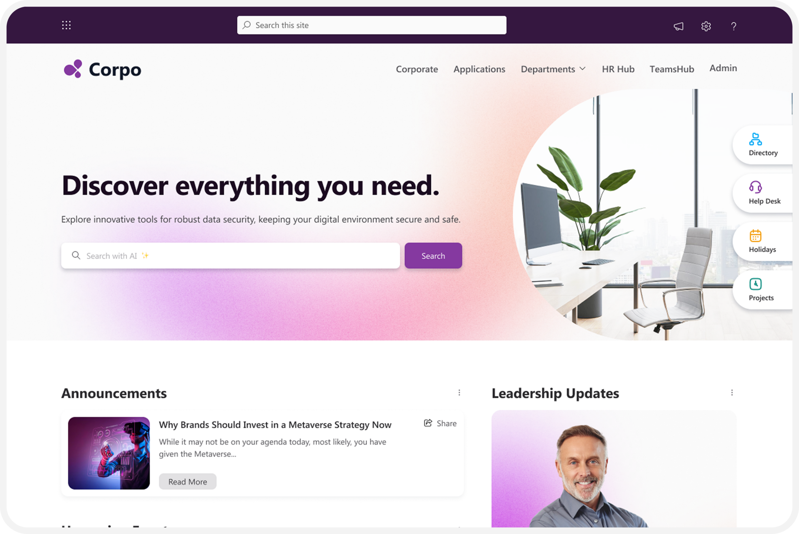 Modern Intranet homepage 