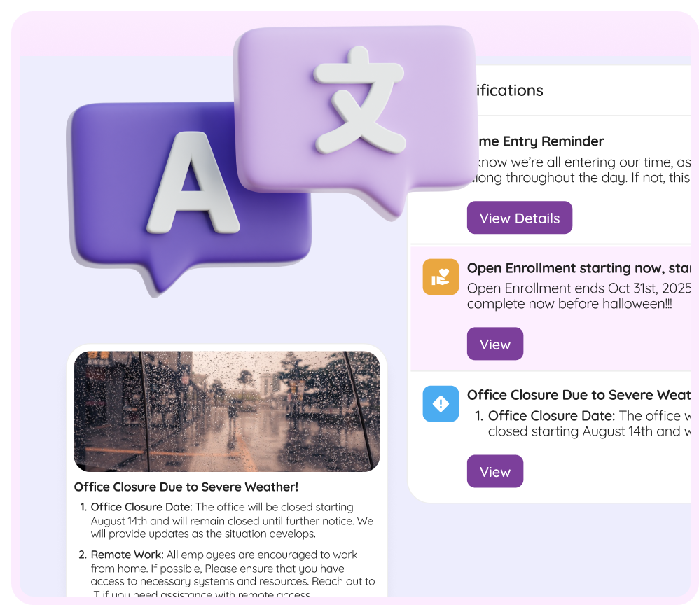 AI translation with language switching in the intranet