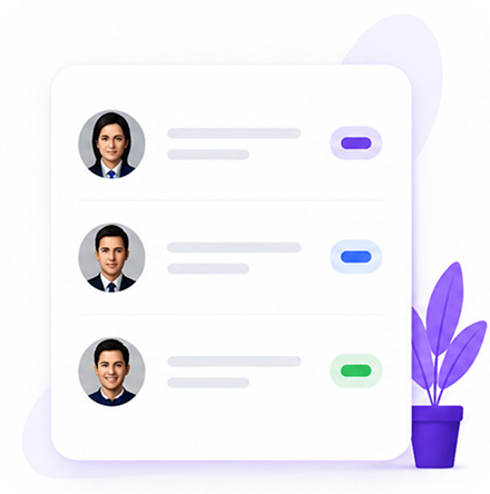 Employee management dashboard preview showing new hire profiles and status
