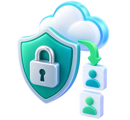 Security shield with protected user access graphic