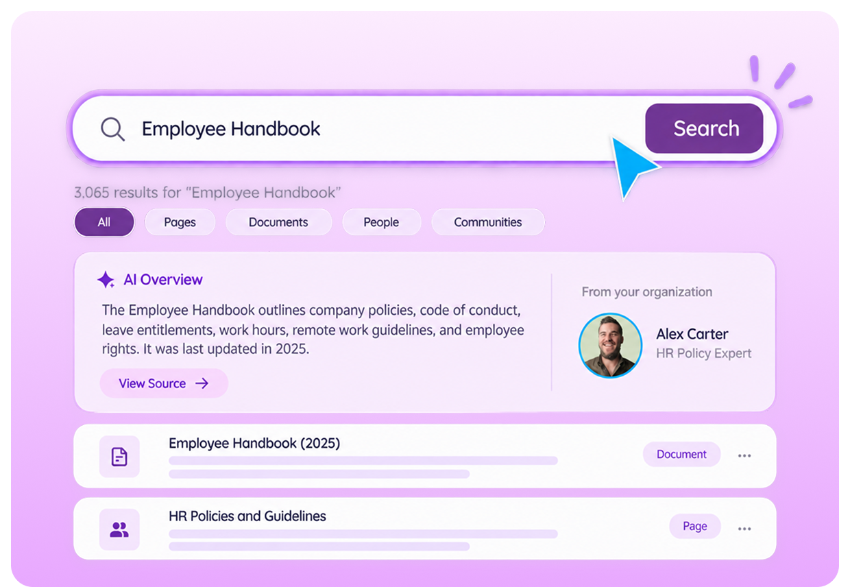 SearchHub search results interface