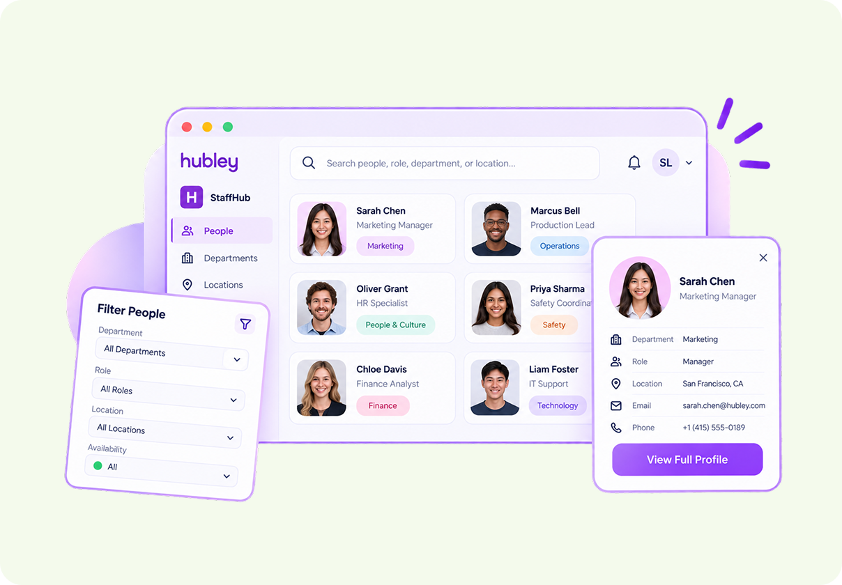 StaffHub employee directory interface