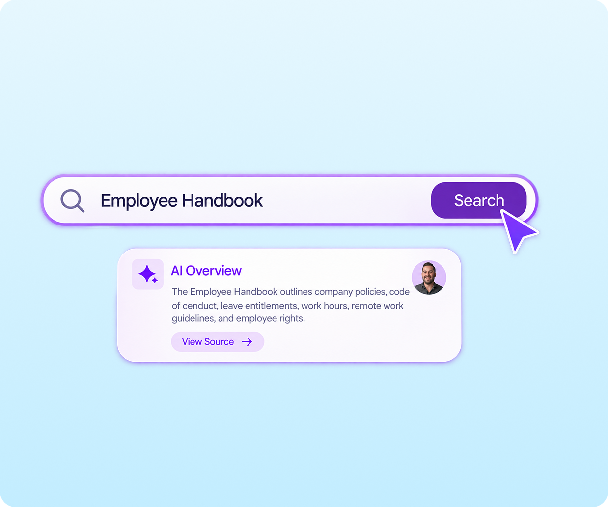 SearchHub.ai search interface with AI overview results