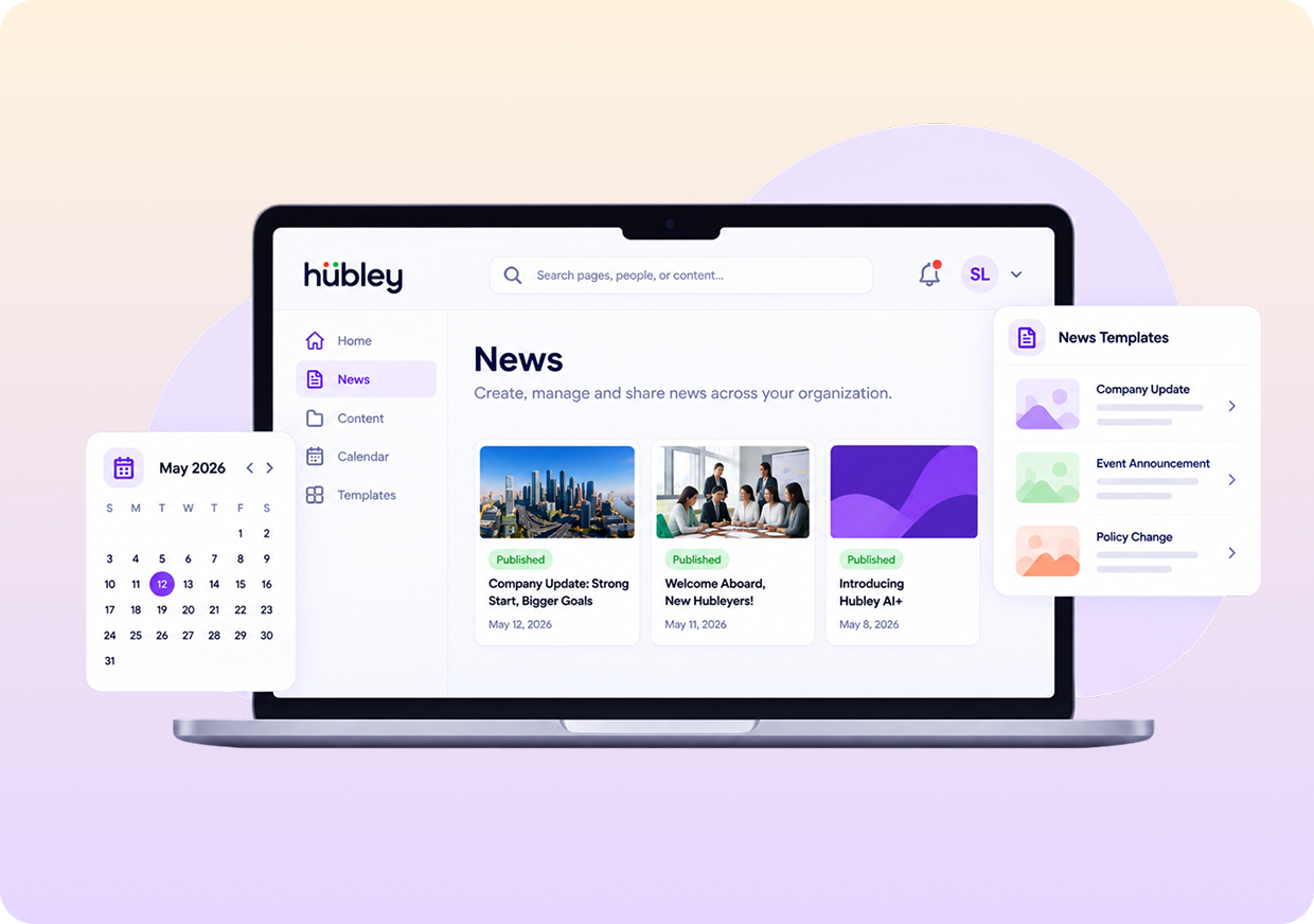 NewsHub interface showing company news and updates