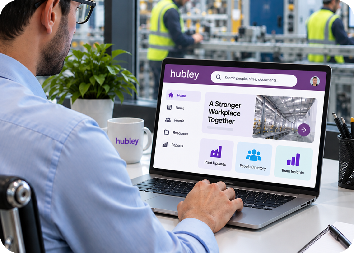 hubley intranet interface showing team collaboration