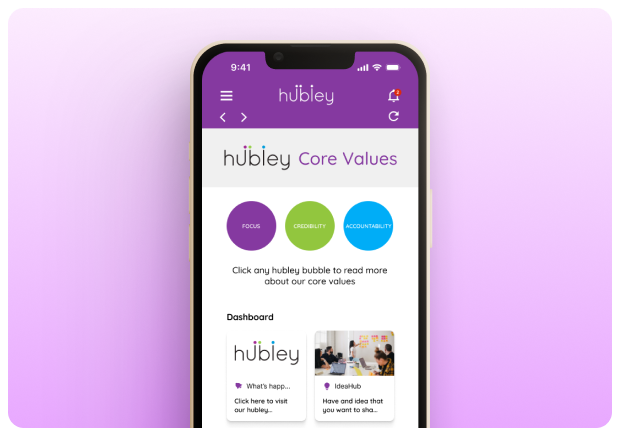 The hubley Employee App on a phone
