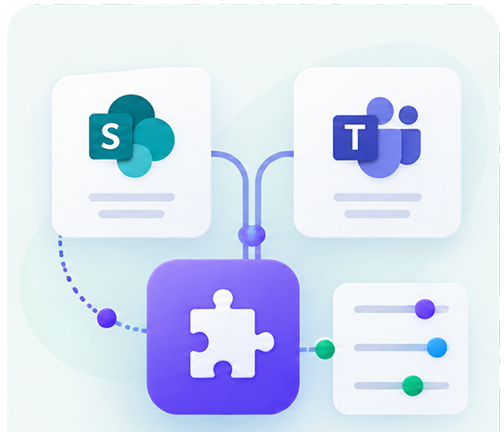 SharePoint and Microsoft Teams connected to a custom module